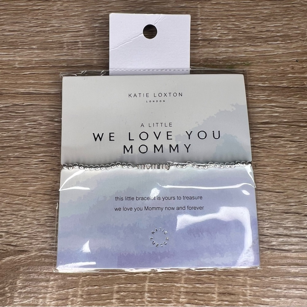New! Katie Loxton “A Little We Love You Mommy” Bracelet Silver Beaded Stretch